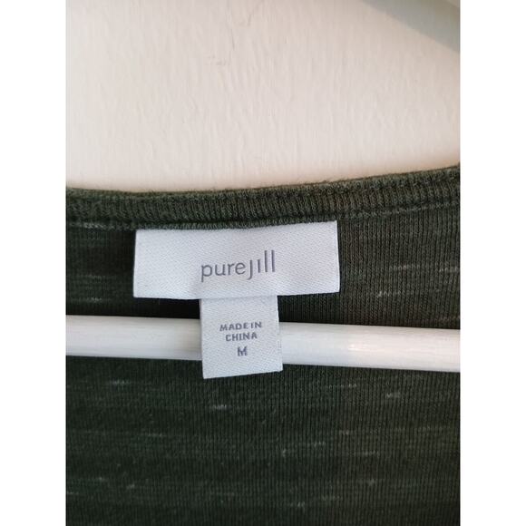 Pure Jill Dress Womens Medium Green Striped Baby Doll Skater Minimalist Knit - Picture 3 of 5